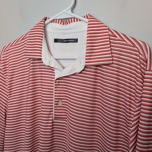 GREG NORMAN Men Stripes Polo Shirt Activewear Size Medium Red And White